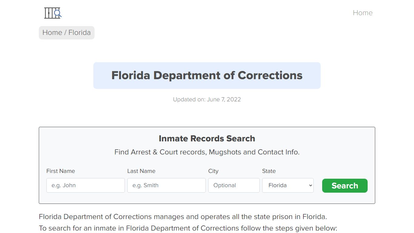 Florida Inmate Search – Florida Department of Corrections Offender Lookup