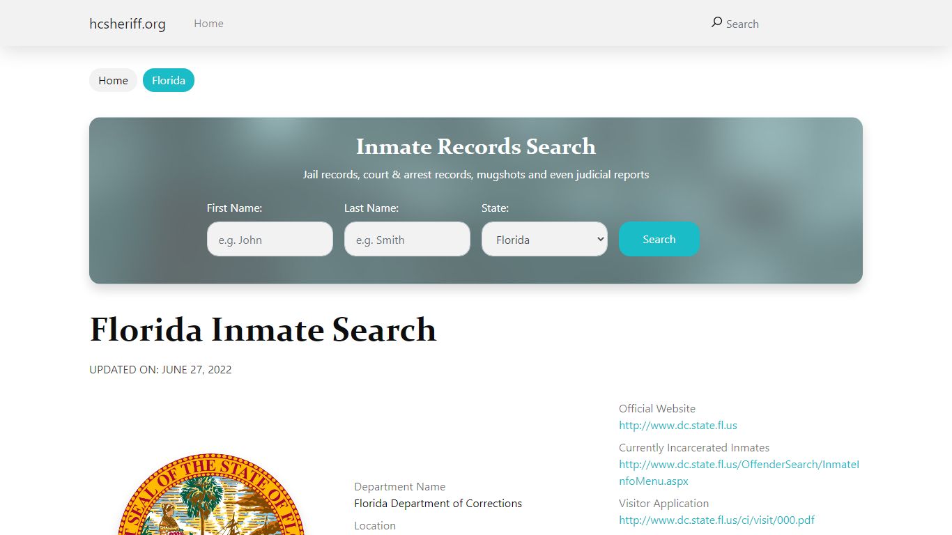 Florida Inmate Search – Florida Department of Corrections Offender Lookup